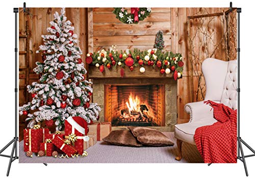 LTLYH 2,1 x 1,5 m Winter Weihnachten Foto Hintergrund Weihnachten Rustikal Kamin Holz Haus Dekoration Hintergrund Baby Kinder Party Dekorationen Portrait Kuchen Tisch Banner Foto Studio Requisiten 111 – Bild 3