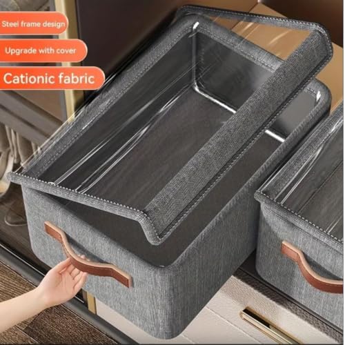 Image of 26L Folding Storage Box with Lid and Organizer Cloth | Foldable Cloth Organizer for Storage Wardrobe | Foldable Storage Box Organiser | Organisers Storage Box for Clothes |Dress Storage(Pack of 1)