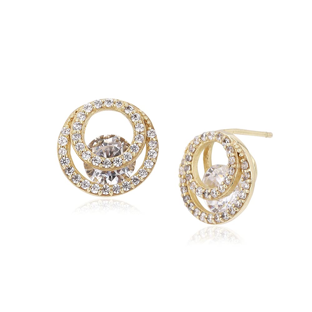 Vanbelle 18K Gold Plated Jewelry - Helical Shaped Stud Earring with Cubic Zirconia Stones - Beautifully Designed Handcrafted - Lightweight Elegant Classic Designer Jewelry for Women