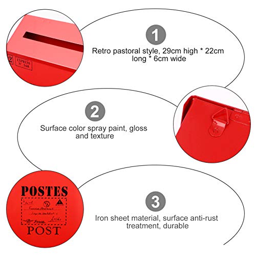 NUOBESTY Vintage muur mount brievenbus outdoor metalen grote capaciteit decoratieve postbus voor tuin muur decoratie… - Afbeelding 8