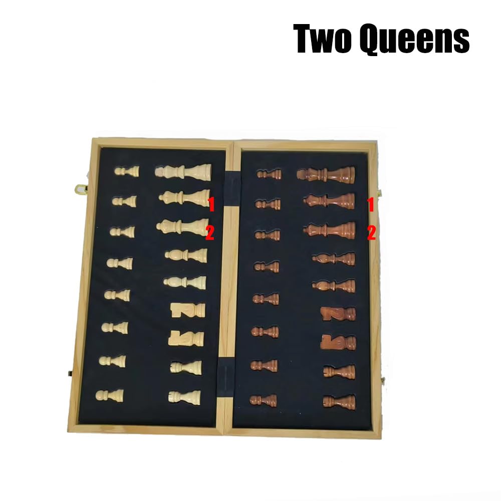 Juego de ajedrez de Madera Plegable con Tablero, Piezas y Compartimento para guardarlas. Ideal para Juegos en Familia.