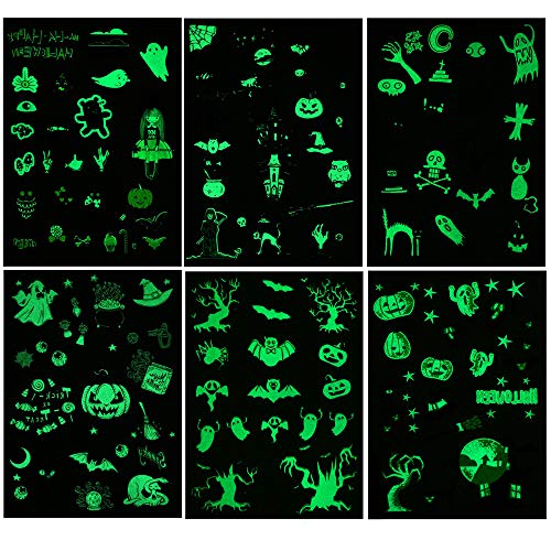 Glow In The Dark Halloween Temporary Tattoos(150pcs), Konsait Transfers Trick Decoration Perfect Halloween Tattoos Sticker (style2)
