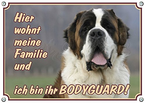 Hundeschild - Bernhardiner - stabiles 1,5mm Metallschild mit Fotodruck, DIN A4