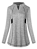 MOQIVGI Athletic Tops for Women Long Sleeve Soft Lightweight Moisture Wicking Loose Fit Workout Shirts Warm Up Half Zip Track Jacket Grey XX-Large