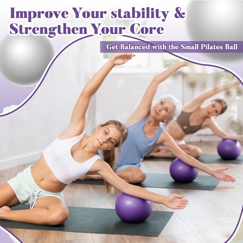 Image of Sotiff 20 Pcs 9 Inch Pilates Ball Bulk Exercise Pilates Ball Mini Yoga Balls Therapy Core for Stability Barre Training Stretching Physical Posture Training Gym Workout with Inflation Tube
