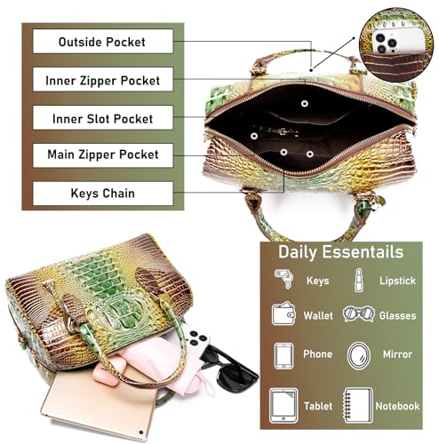 Image of Makcr Joacbv Top-Handle Crocodile Purses For Women Crossbody Leather Bags Trendy Large Capacity Tote with Shoulder Strap