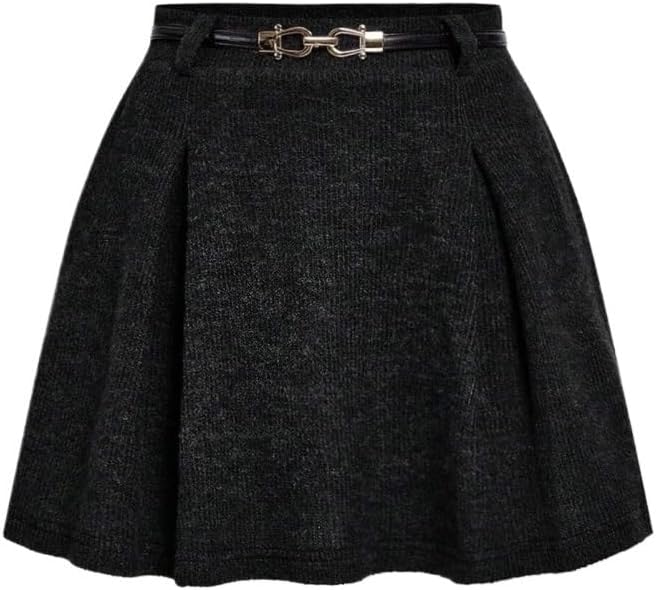 Women's Casual High Waisted Pleated A-Line Mini Skort with Zipper - High Stretch Knitted Skirt for Spring/Fall