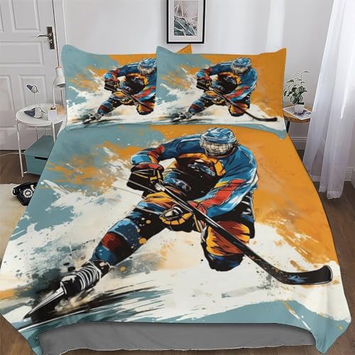 AAPZY Eishockey 3D Muster-Bettwäsche-Set 3teilig Mit Bettbezug Und Kissenbezug, Für Jungen Mädchen Schlafzimmer Atmungsaktiv Mikrofaser Bettbezüge Bettgarnitur Double (200x200cm) AAPZY Eishockey 3D Muster-Bettwäsche-Set 3teilig Mit Bettbezug Und Kissenbezug, Für Jungen Mädchen Schlafzimmer Atmungsaktiv Mikrofaser Bettbezüge Bettgarnitur Double (200x200cm)