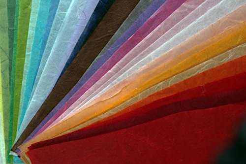 Mulberrypaperstock 65 Hand Made Tissue Mulberry Paper Sheets Natural Fiber 8.5 X 11-Inch Design For Japanese Origami And Hand Craft Include Red Green Blue Yellow Color #TOP4