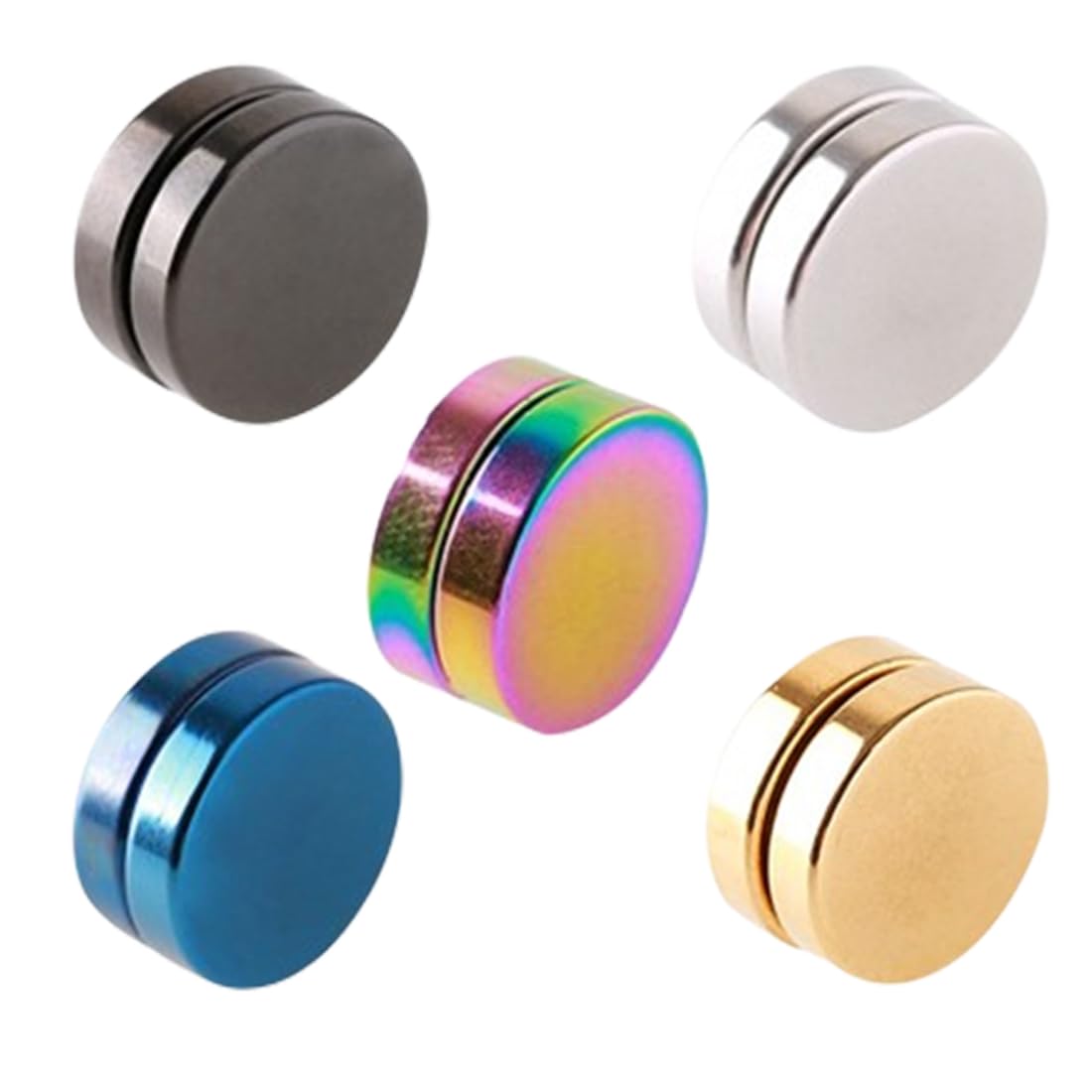 BCZR Pendientes Magneticos Hombre,5 Piezas Pendientes Hombre,Pendientes De Acero Inoxidable Mujer,Clips Magnéticos para Las Orejas De Acero Inoxidable (5 Colores,8mm)