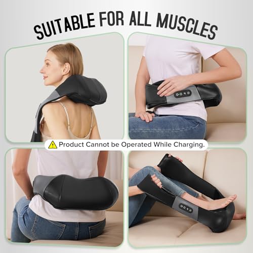 Image of Cordless Shiatsu Neck and Shoulder Massager, Back Massager with Heat,Massage Deeper Tissue 4D Kneading Massage for Shoulder, Neck and Back, Use at Home, Office, Car - Gifts for Fathers Day Dad Gift