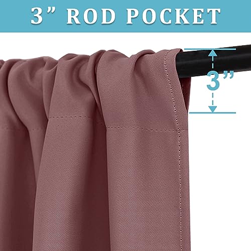 RYB HOME Bedroom Curtains Blackout - Light Block Energy Efficiency Small Window Treatment Drapes for Kitchen Dining Baby Nursery Morden Decor, W 42 x L 54 inch, Dusty Rose, 2 Panels