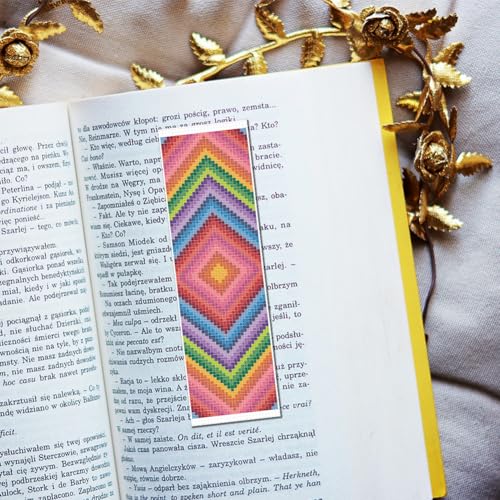 Image of FREEBLOSS 6 Set Cross Stitch Bookmark Kits Flower Pattern Stamped Embroidery Kit Stitch Bookmarks DIY Book Marks Printed Cross Stitch Kits with Instructions for Beginners Adults 8''x2.4''