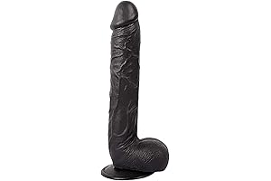 Realistic Dildo, 10 Inch Black, Strong Suction Cup, Ultra-Soft Material