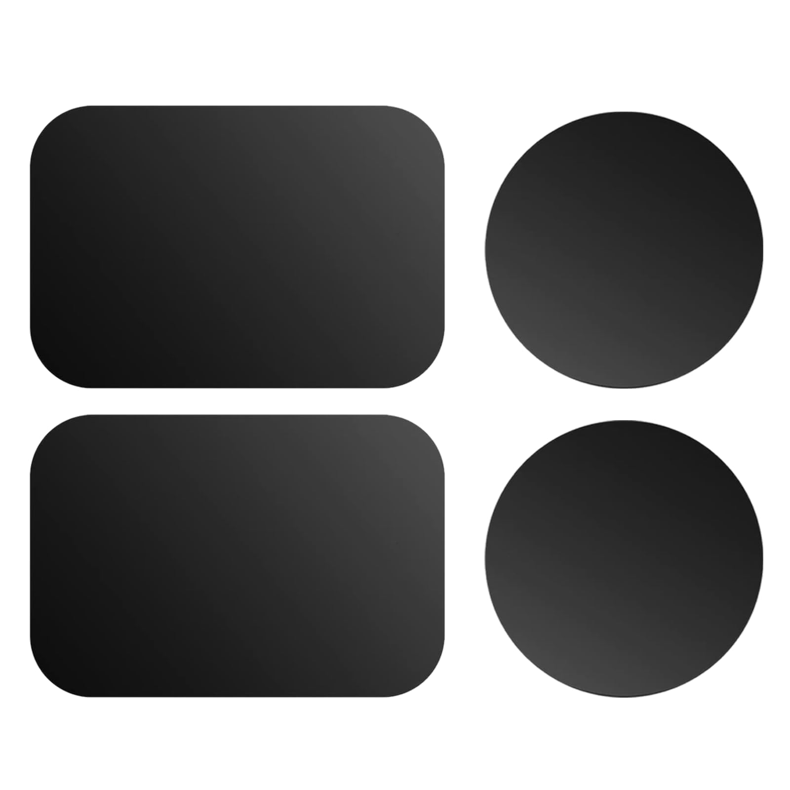 OWLKELA Mount Metal Plate for Phone Magnet Car Mount Holder Cradle with Adhesive, Universal Replacement Sticker Compatible with Magnetic Mounts - 4 Pack Black (2 Rectangle and 2 Round)