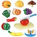 Liberty Imports Realistic Kitchen Fruits Vegetables Play Food Cutting Set for Kids