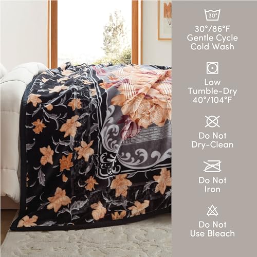 Image of Nestl Korean Mink Blanket King Size - 12 Lbs Velvet Fleece Korean Blanket - 2 Ply Warm & Thick Winter Blanket - Wrinkle & Fade Resistant - 87 x 94 Inches (Black & Grey)