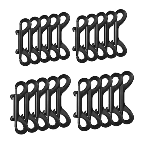 SEIWEI 20 Pack Double Sided Snap Hooks Double Ended Bolt Snaps Hook Zinc Alloy Trigger Chain Clips for Water Bucket Dog Leash Feed Buckets (70mm/2.76in, Black)