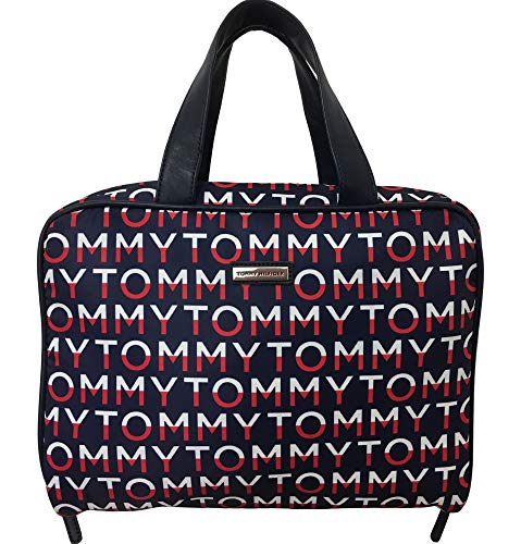 Folding Cosmetic Case Red White and Navy TOMMY Logo Travel Bag Organizer