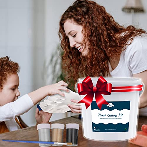 Hand Casting Kit Couples & Hand Molding Kit For Adults, Keepsake Hand Mold Kit Couples For Holiday Activities, Wedding, Friends Couples Gifts - 3 Paint (Black, Gold, Silver) & With Base & Card Stand #TOP6