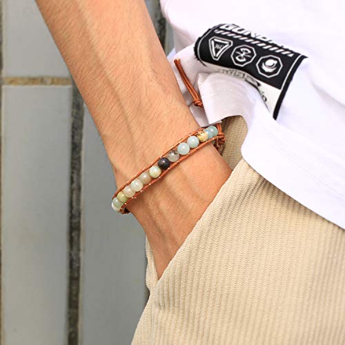 Image of KELITCH Turquoise Beaded Wrap Bracelets Bangle Handmade Charm Chain Strand Bracelet For Women