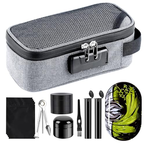 Large Storage Bag with 7 Small Items, Portable Storage Case with Combination Lock For Home and Travel grey