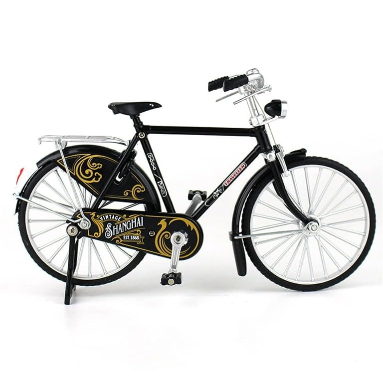 DIKUJI ENTERPRISE Miniature Bike Model - Alloy Mini Retro Style Classic Bicycle Toy Mini Bicycle Ornaments Die-Cast Retro Finger Bike Model for Collections Gift (Multicolour Model)