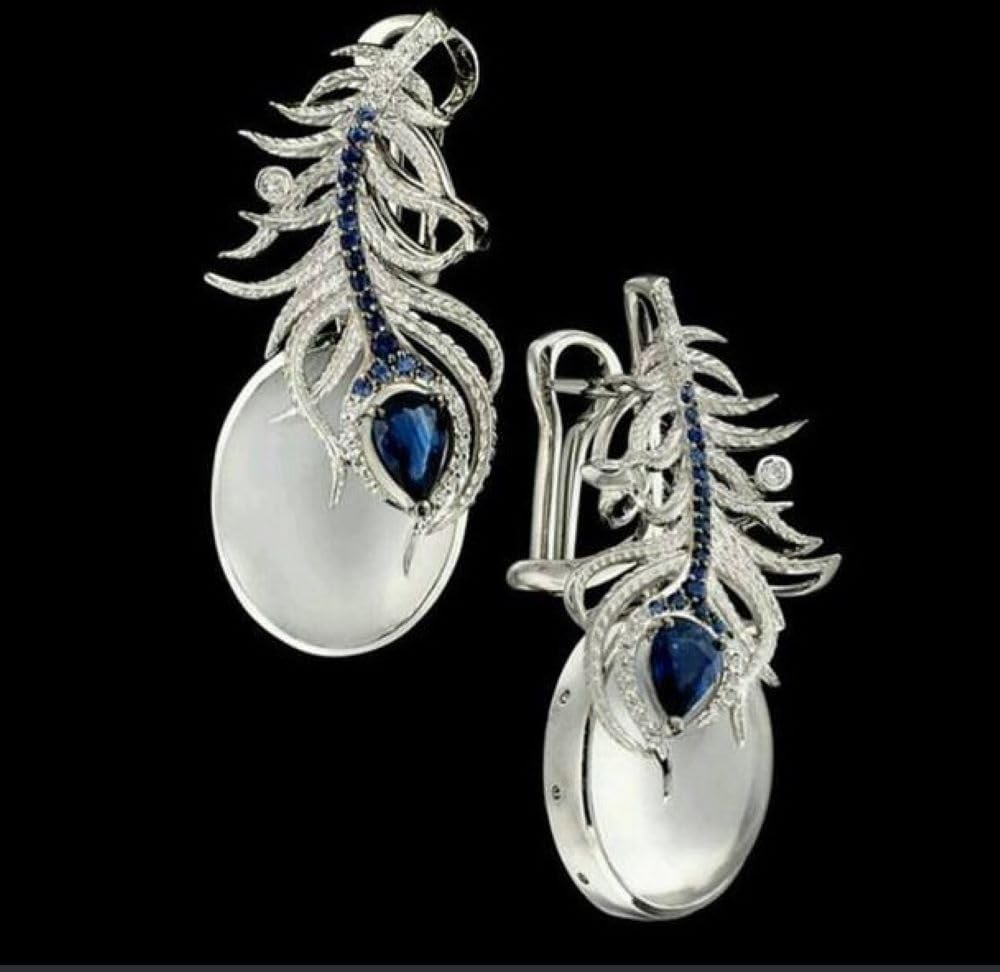 Boucles d'oreilles saphir et pierre de lune arc-en-ciel en argent 925 - 3