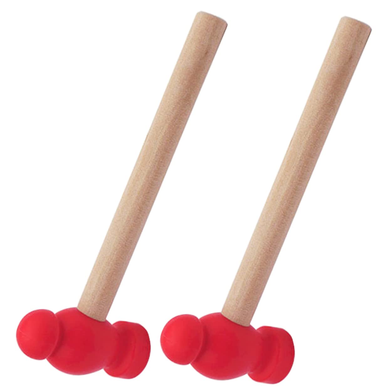 Toddmomy 2pcs Mini Wooden Hammer Toy Hammering Pounding Toy for Boys and Girls Safe Healthy Educational Tool Hammer Set