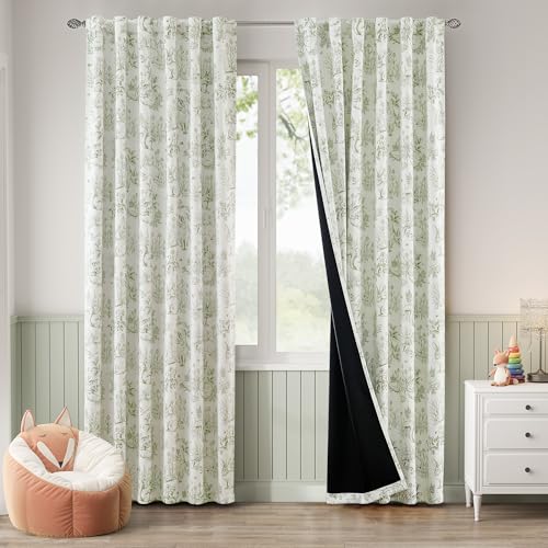 jinchan 100% Blackout Nursery Curtains 84 Inches Long