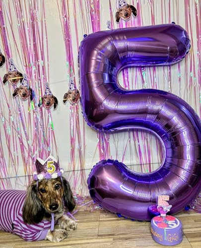 Image of 40 Inch Purple Number 6 Balloon Birthday Party Decorations for Men & Women | 40 Inch Purple inflatable foil number balloons, large birthday decorations for 6th birthday
