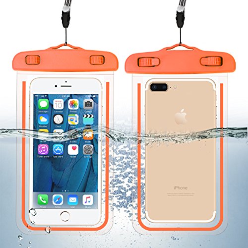2 Pack Waterproof Phone Case Universal Cellphone Dry Bag Pouch for iPhone 11/11 Pro/XS/XR/SE 2020, Galaxy S20+ up to 6.9, Durable Luminous Underwater Case Cover with Neck Strap for Pool Beach