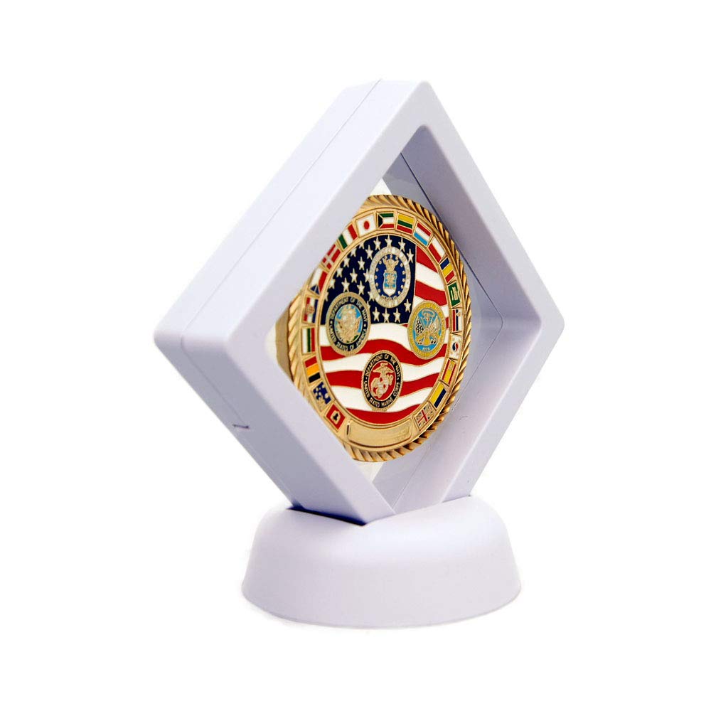 DECOMIL Pièce De Monnaie Support De Présentation U2013 3D Flottant Cadre Support Pour écran Avec Supports Pour Les Défis Pièces De Monnaie, AA