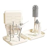 Yellowant シリコンボトルブラシ 携帯用 哺乳瓶クリーナー 7点セット 洗浄ブラシ ストロー用ブラシ 収納ケース付き ベビー用品 旅行用 乾燥スタンド付き 日本安全基準対応 (白いポータブル8点セット【小さな四角い箱】) [並行輸入品]