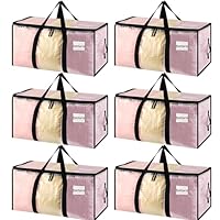 Dntorx 6 Pack Large Clothes Storage Bags with Lids Transparent Moving Bags Heavy Duty Moving Totes Packing Bags with Zips for Moving House Clothes Bedding Duvet Toys Storage