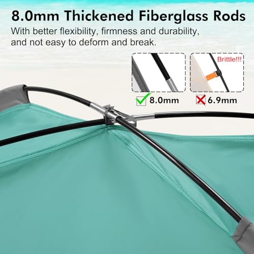 Image of WhiteFang Beach Tent Anti-UV Portable Sun Shade Shelter for 3 /4 /6 /8 Person, Extendable Floor with 3 Ventilating Mesh Windows Plus Carrying Bag, Stakes and Guy Lines