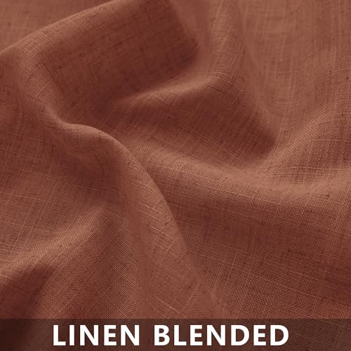Mrs.Naturall Boho Curtains 2 Panels for Bedroom,Rust Western Light Filtering Linen Semi Sheer Gauze Curtain Drapes 96 Inches Long for Living Room,Moody Whimsical Bohemian Decor,Terracotta