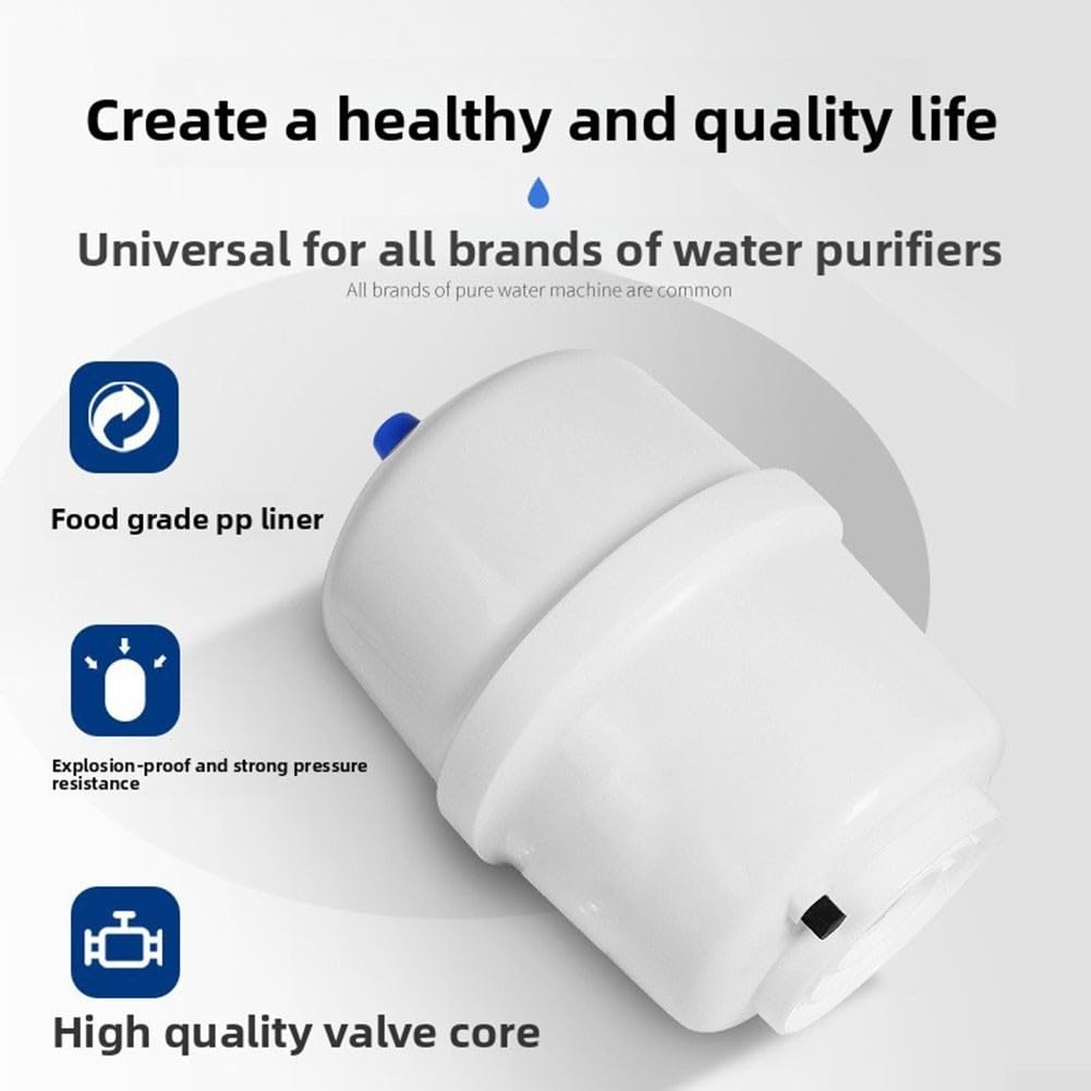 Tanque de agua RO presurizado de 3.2 galones con válvula de bola, Recipiente de almacenamiento PP para purificador de agua casero, diseño antienvejecimiento, fácil instalación, blanco(2)