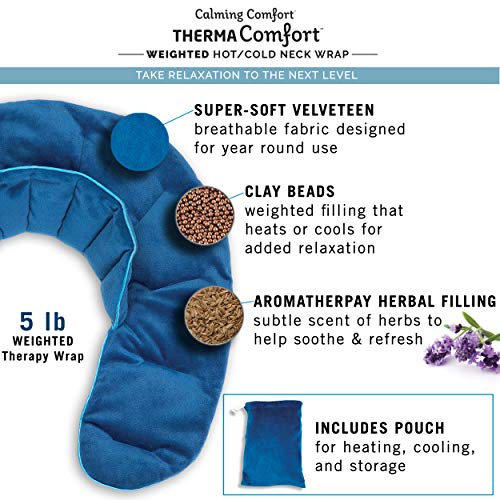 Calming Comfort ThermaComfort Weighted Hot/Cold Neck Shoulder Wrap- Deep Pressure Therapy, Herbal Aromatherapy, Comfort Fit Design- 5 lbs - Thumbnail 2