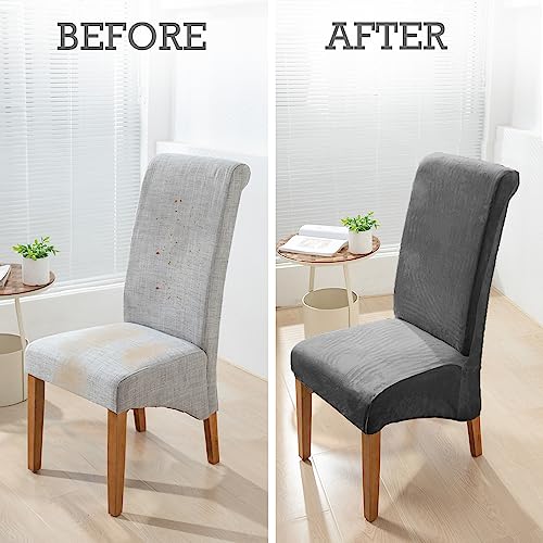 Image of HOKIPO Velvet Long Back Chair Covers Set of 2, Dark Grey (AR-4760-DGRY*2)