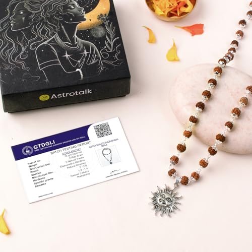 Image of Astrotalk Divya Shankh Rudraksha Mala | Nepal Origin 5 Mukhi Rudraksha Mala with Shankh Pendant for Protection, Peace & Spiritual Growth | Mala Gift for Man & Woman