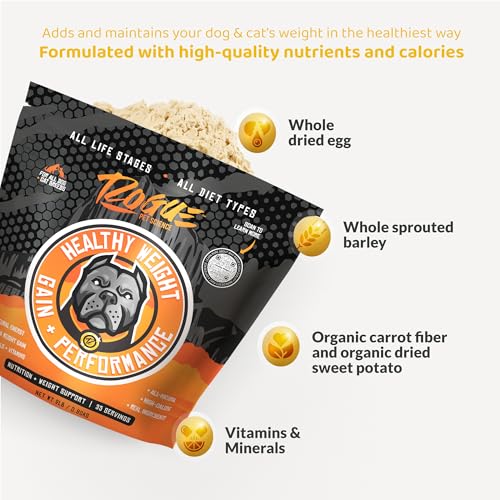 ROGUE PET SCIENCE Healthy Weight - Natural Weight Gainer for Dogs - High Calorie Tasty Dog Food & Cat Food Topper - Supports Weight Gain, Gut Health & Digestion - Helps Provide Natural Energy (2 lbs)