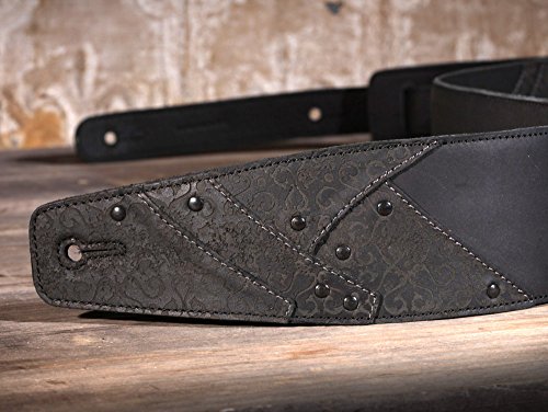 Anthology Gear "Overland" Full Grain Leather Guitar Strap For Electric, Acoustic, And Bass Guitars (Carbon Black) #TOP2