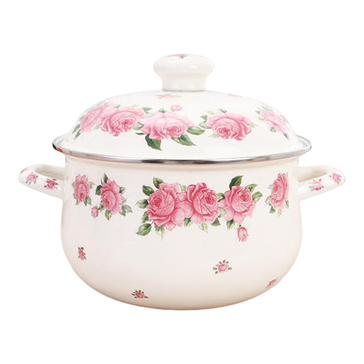 DOITOOL Olla de Esmalte Desconocido para Sopa Tapa, 2,3l, Menaje de Cocina Hogar Diseño Fácil de Limpiar y Asas Prácticas