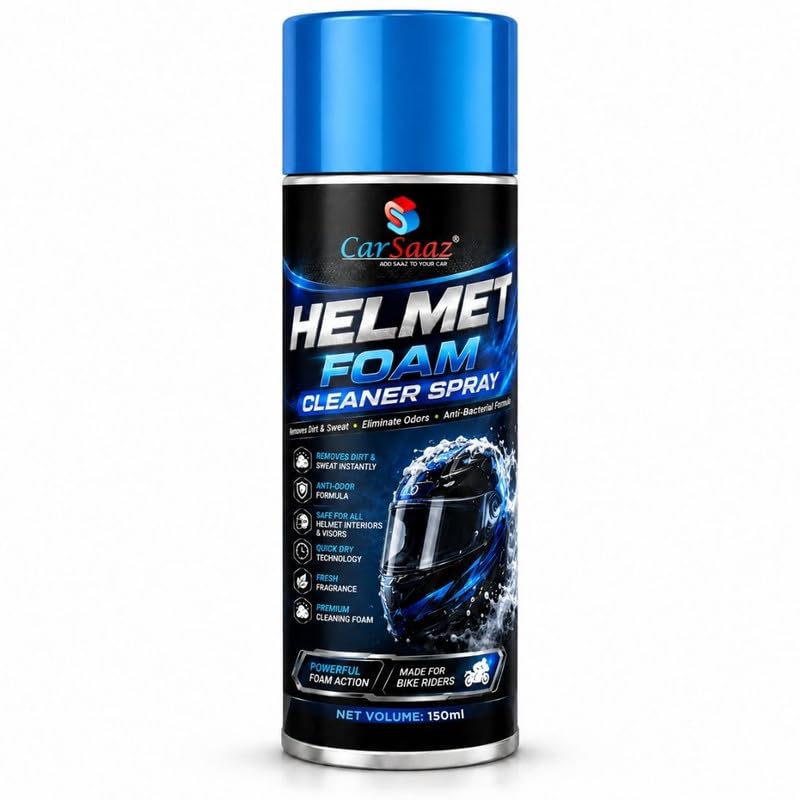 CAR SAAZ Helmet Foam Cleaner Spray 150ml for Helmets | Deep Cleaning & Dirt Remover Formula For Helmet with Odor Control, Anti-Bacterial Protection & Long-Lasting Fresh Feel| Safe For Skin & Hair-image-15
