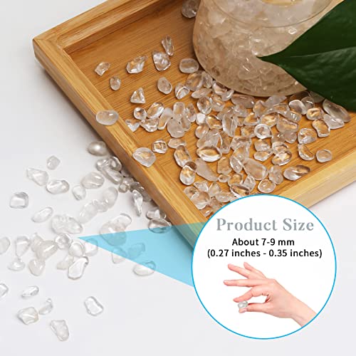 Image of QICQDRAM Polished Gem Stones Rocks Crystals 0.9 Lb /405g Natural Tumbled Stones Clear Quartz Crystal Chips Bulk for Healing Crystals & Fish Tank Rocks Gravel, Vase Filler, Plants Decor