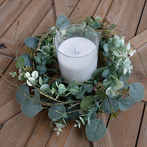 Idyllic 12 Inch Artificial Green Leaves Wreath Eucalyptus Round Wreath For Home Decoration Rustic Farmhouse Decor For Festival Celebration Front Door thumb #3