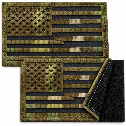 U-LIAN 2x3.15 Inch IR Infrared US USA American Flag Patch Tactical Vest Patch Hook-Fastener Backing (Forward+Reversed)