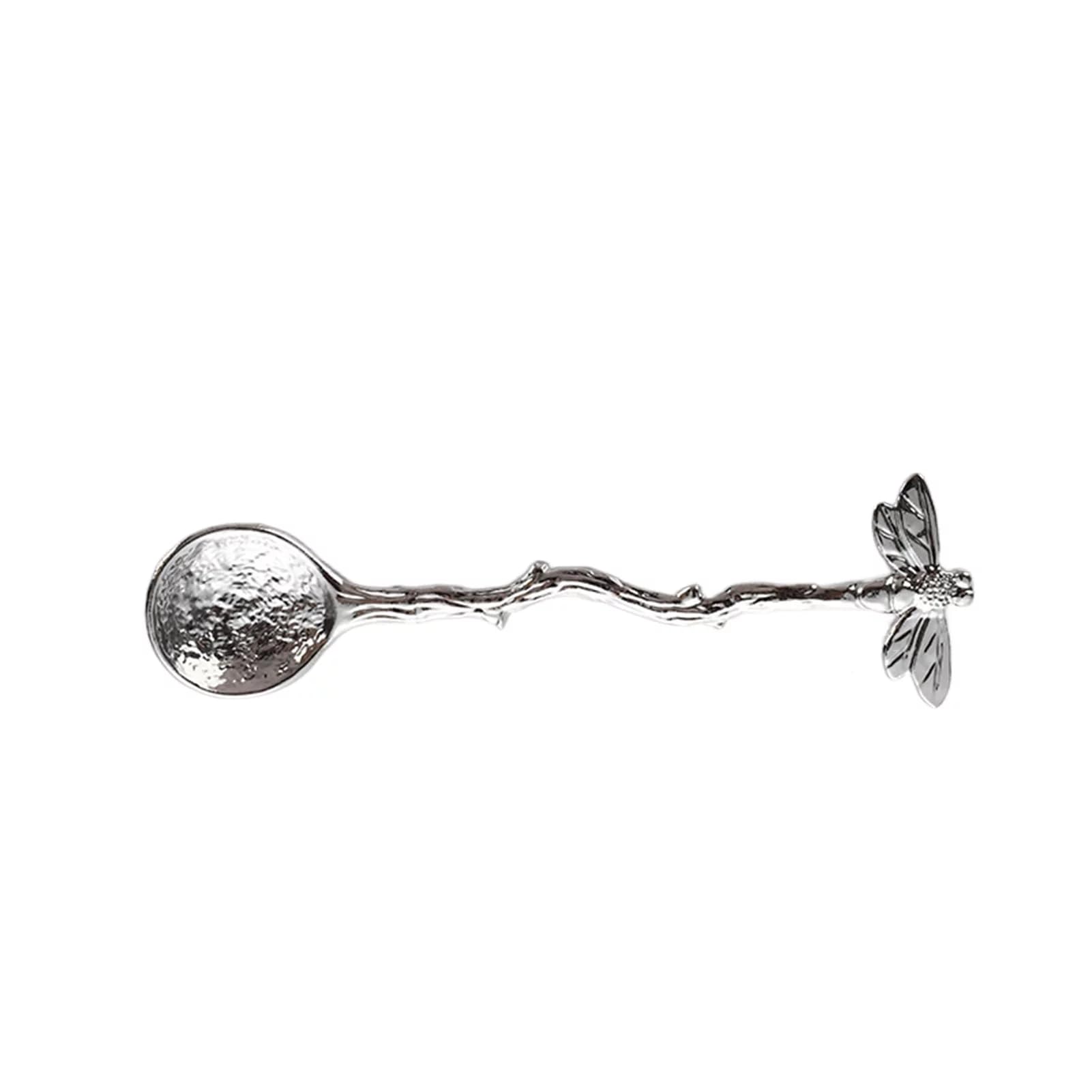 Cuchara retro de libélula, cuchara de café, cucharadita de acero inoxidable, cuchara creativa de azúcar, cuchara de té, cuchara de postre, cuchara de pastel, cuchara de mango largo, utensilio de