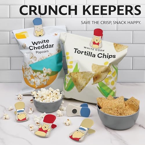 Image of Disney Winnie the Pooh Magnetic Chip Clips, Set of 6 | Airtight food storage bag clips for snack, cereal, and coffee bags, great for pantry and fridge, magnet displays kids artwork